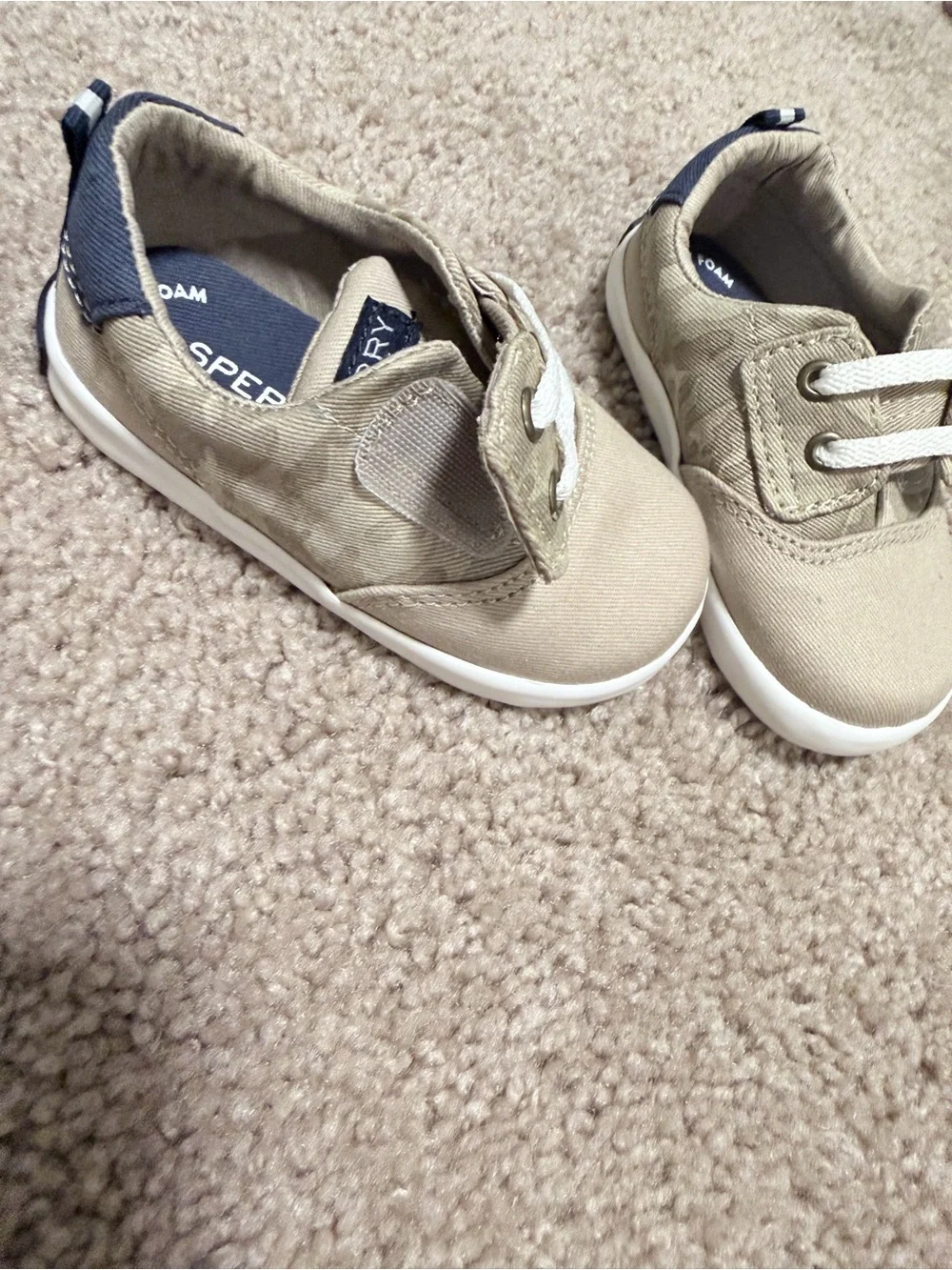 Sperry Tan Canvas Sneakers.